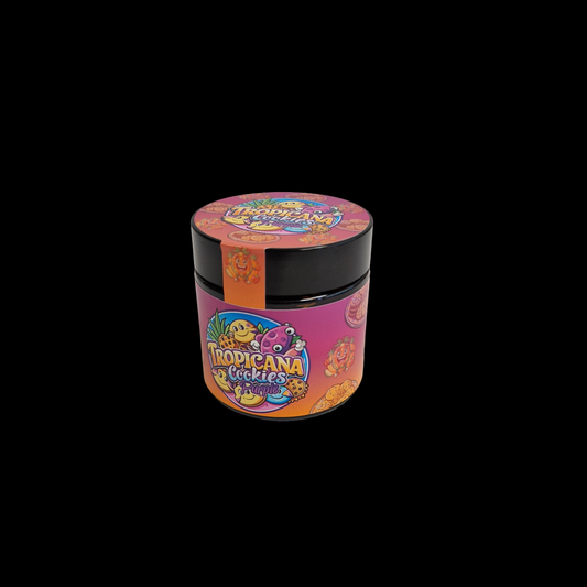 Designtes Glas 60ml (3,5g) mit Labels - Tropicana Cookies Purple